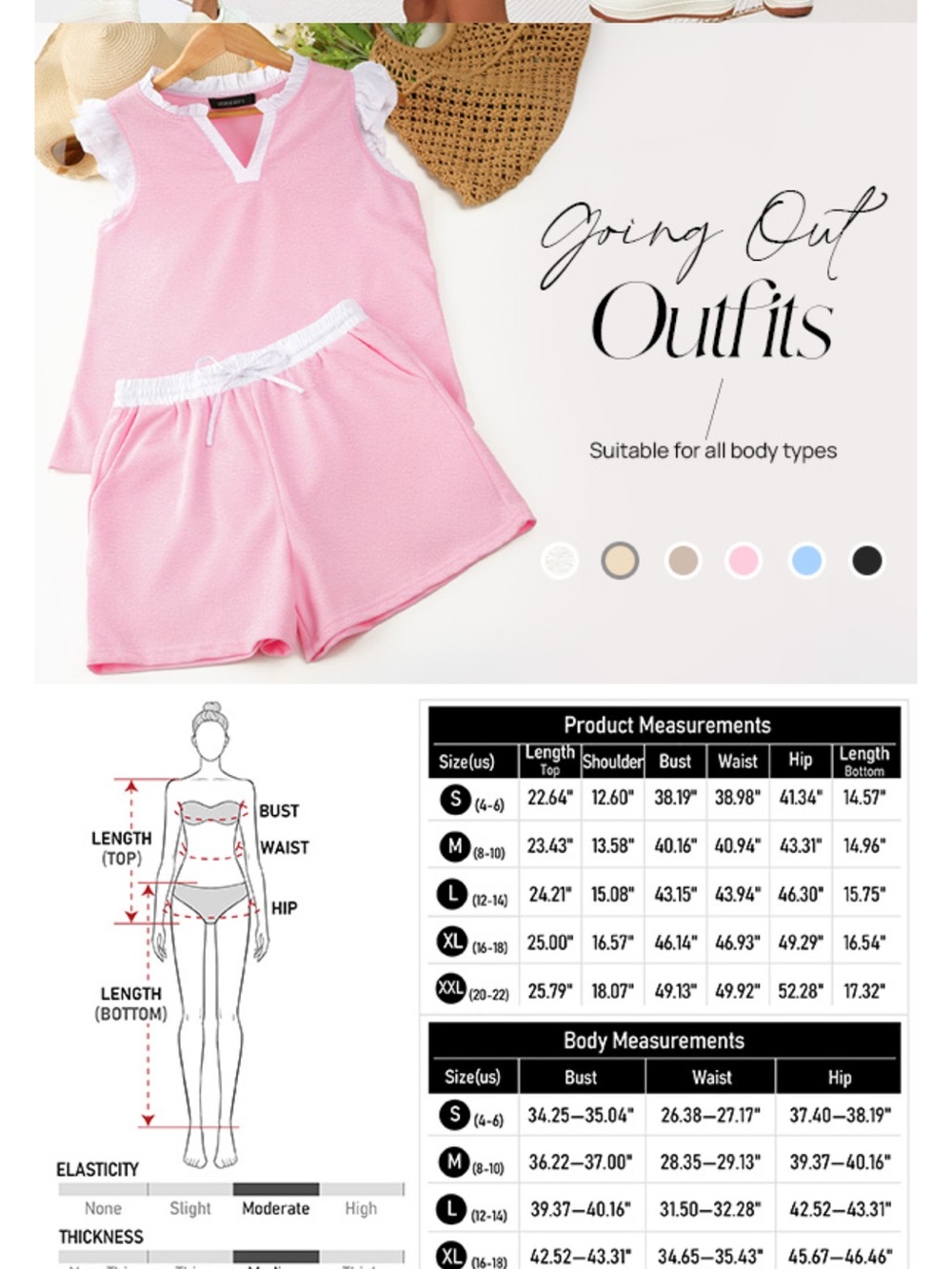 Merokeety Women’s Two Piece Summer Shorts Set - Picture 3 of 7